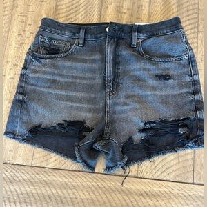 American Eagle Black Jean Shorts Distressed High-Waisted